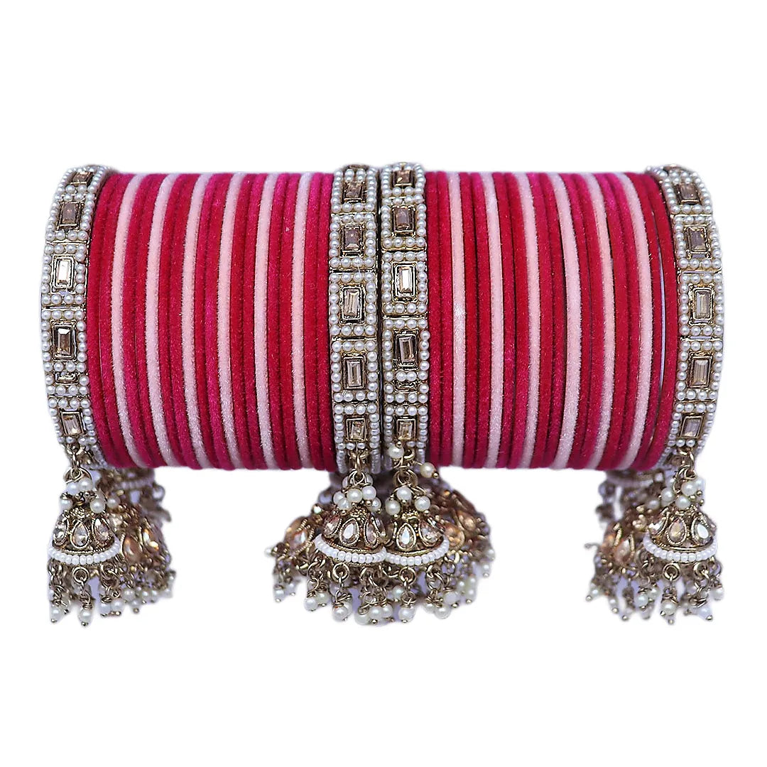 Wedding Bangle Set with Beautiful AD Brass Kada and Jhoomer Taj Bridal Store