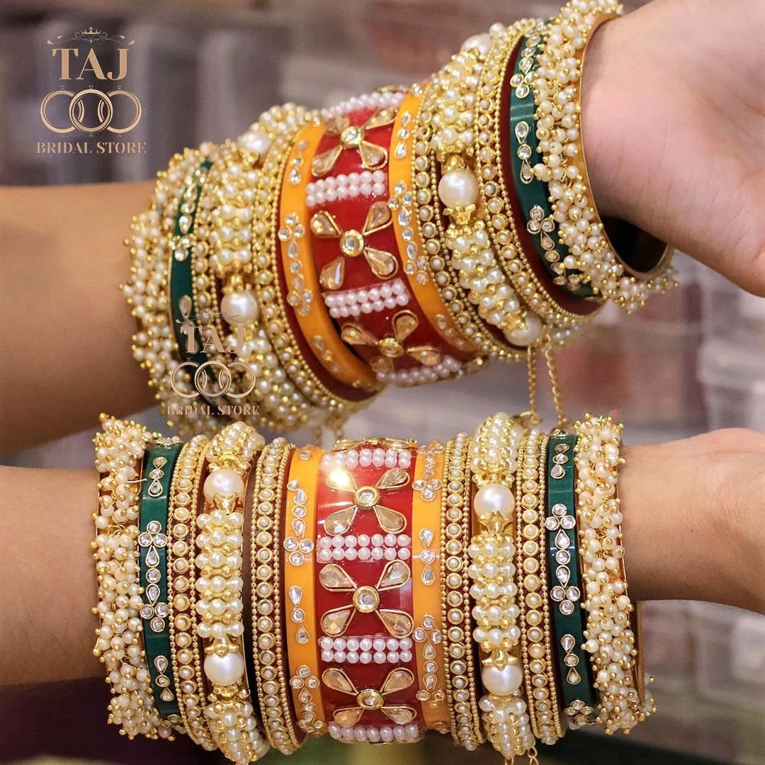 Seep Bangle set for Wedding with Beautiful Jhoomer Design Taj Bridal Store