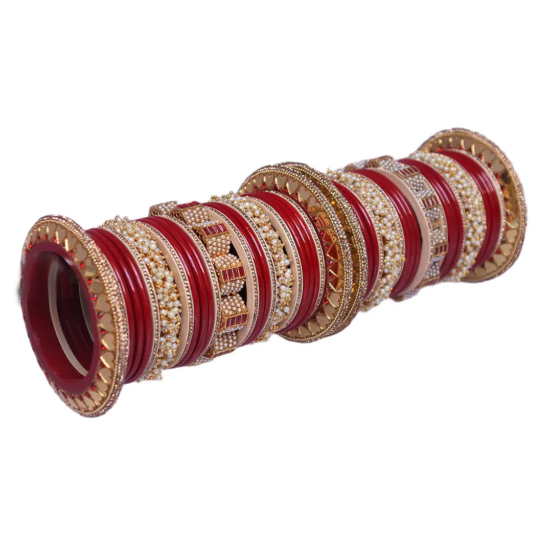 Wedding Lac Chura with Beautiful Designer AD Brass Kada Taj Bridal Store