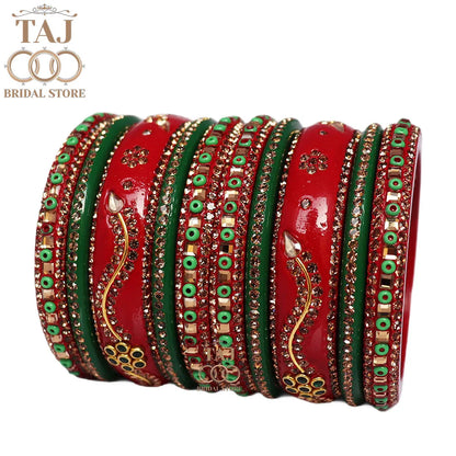 Traditional Lac Bangles in Beautiful Design (Pack of 10) Taj Bridal Store