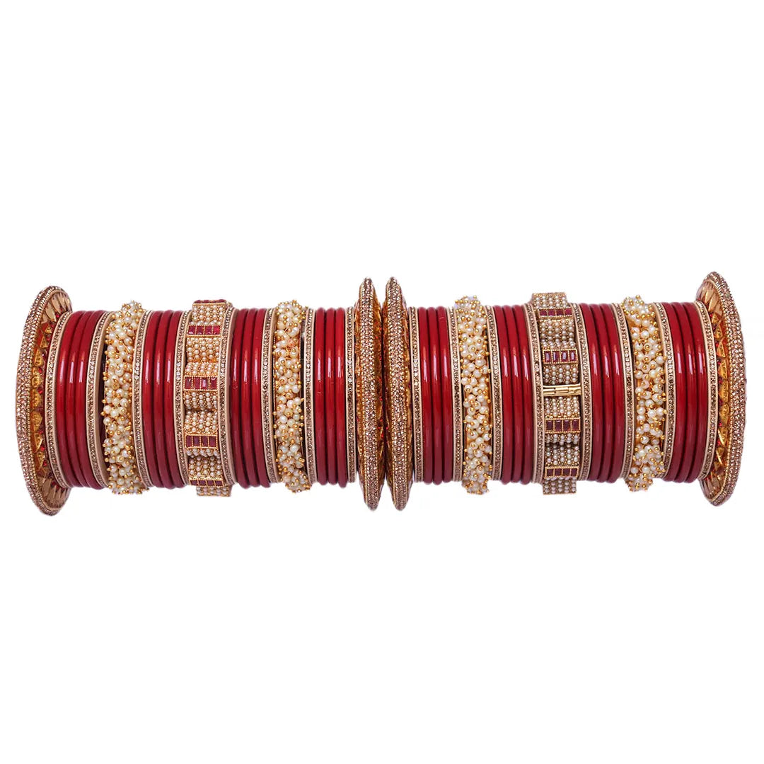 Wedding Lac Chura with Beautiful Designer AD Brass Kada Taj Bridal Store