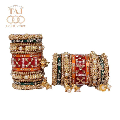 Seep Bangle set for Wedding with Beautiful Jhoomer Design Taj Bridal Store