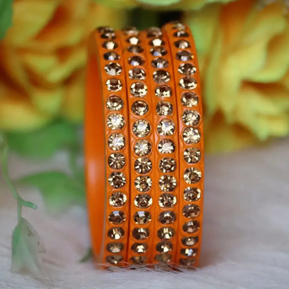 Lac Bangles with Beautiful Artificial Dimonds (Pack of 4) Taj Bridal Store