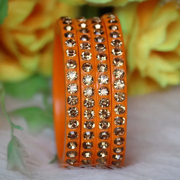 Lac Bangles with Beautiful Artificial Dimonds (Pack of 4)