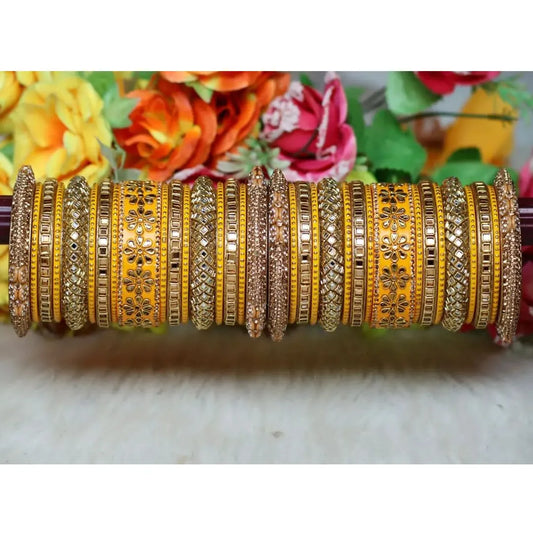 Lakh Bangle Set for Bride with Beautiful Kundan Design Taj Bridal Store